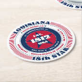 Louisiana Red White Blue Typografie Runder Pappuntersetzer (Angewinkelt)