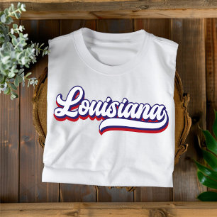 Louisiana Red White & Blue Vintag Script T - Shirt