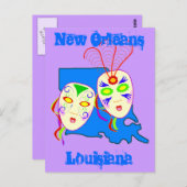 Louisiana Reise Förderung der Postkarte Mardi Gras (Vorne/Hinten)
