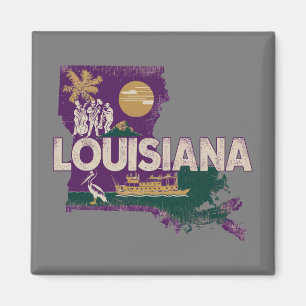 Louisiana Retro Staat Silhouette Magnet