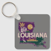 Louisiana Retro Staat Silhouette Schlüsselanhänger (Vorderseite)