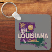 Louisiana Retro Staat Silhouette Schlüsselanhänger (Vorderseite)