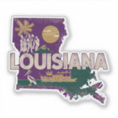Louisiana Retro Staat Silhouette Vinyl Decal Aufkleber (Vorderseite)