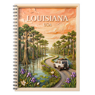 Louisiana Roadtrip Vintage Bayou Sumpf 3D Textur Notizblock