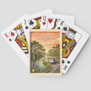Louisiana Roadtrip Vintage Bayou Sumpf 3D Textur Spielkarten
