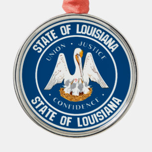 Louisiana Round Emblem Ornament Aus Metall