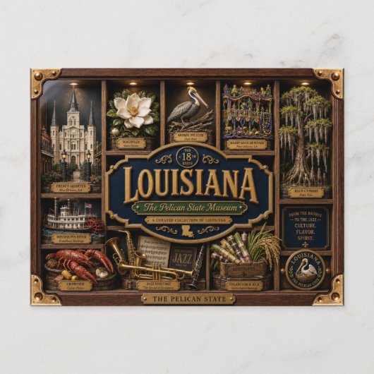 Louisiana Shadow Box 3D Figurine Staat Postkarte (Vorderseite)