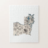 Louisiana Shaped Creole Vintag Picture Map Cajun Puzzle (Vertikal)