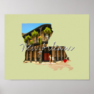 Louisiana Staat Foto Einlage und Ortsname Poster