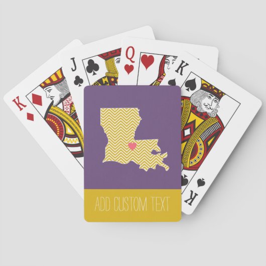 Louisiana Staat Karte mit benutzerdefiniertem Herz Spielkarten (Rückseite)