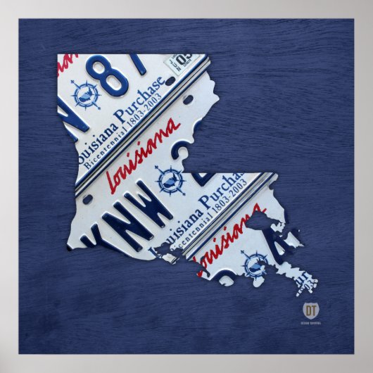 Louisiana Staat Lizenzplakat Karte Poster (Vorne)