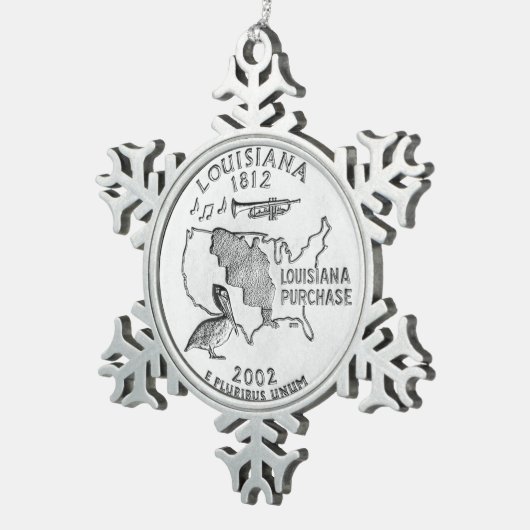 Louisiana Staat Quarter Schneeflocken Zinn-Ornament (Rechts)
