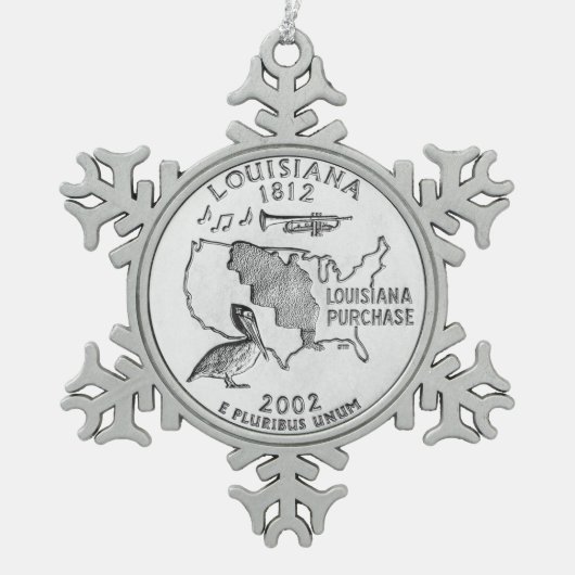 Louisiana Staat Quarter Schneeflocken Zinn-Ornament (Vorderseite)