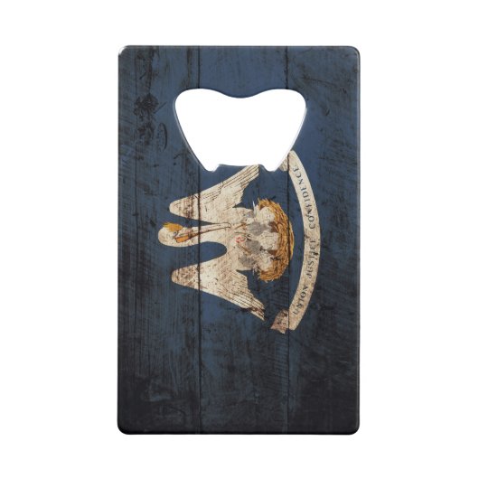 Louisiana-Staats-Flagge auf altem hölzernem Korn Kreditkarten Flaschenöffner (Vorderseite)