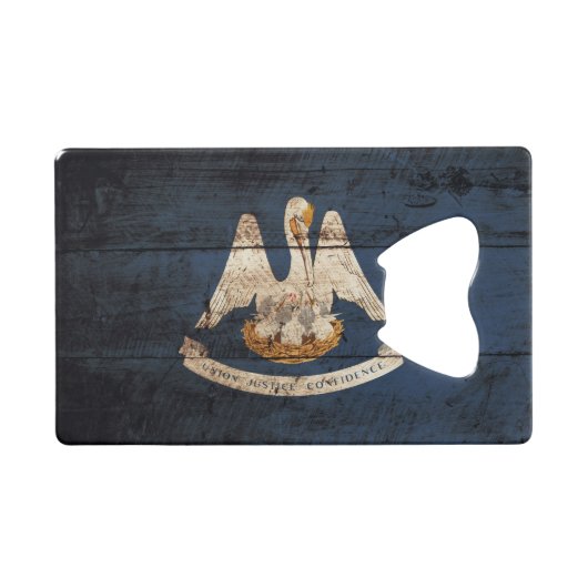 Louisiana-Staats-Flagge auf altem hölzernem Korn Kreditkarten Flaschenöffner (Vorderseite (Horizontal))