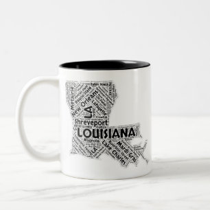 Louisiana-Staats-Wort-Wolke Zweifarbige Tasse