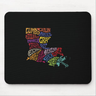 Louisiana-Staatskarte T-Shirt Mardi Gras Kreolisch Mousepad