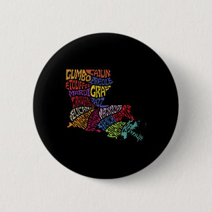 Louisiana-Staatsplan-T-Shirt Mardi Gras Kreolisch Button
