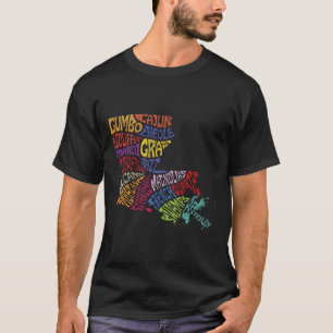 Louisiana-Staatsplan-T-Shirt Mardi Gras Kreolisch T-Shirt