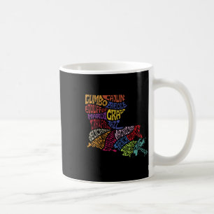 Louisiana State Map Tee Mardi Gras Kreolisch Cajun Kaffeetasse