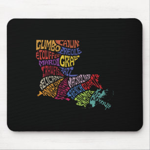 Louisiana State Map Tee Mardi Gras Kreolisch Cajun Mousepad