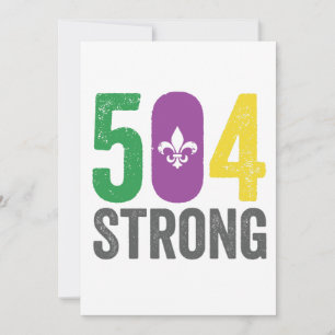 Louisiana Strong 504 NOLA Strong Mardi Gras Feiertagskarte