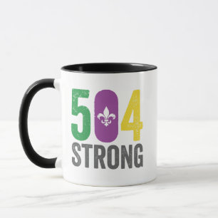 Louisiana Strong 504 NOLA Strong Mardi Gras Tasse
