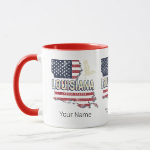 Louisiana United Staaten Retro Map Vintag USA Tasse