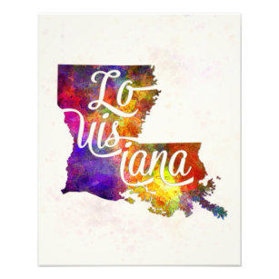 Louisiana US State im Watercolor text cut out Fotodruck