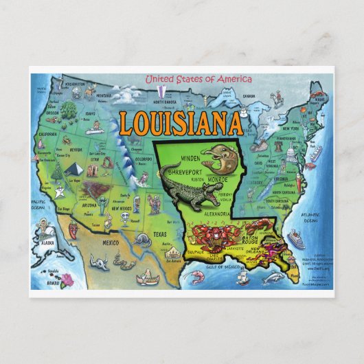 Louisiana USA Karte (Vorderseite)