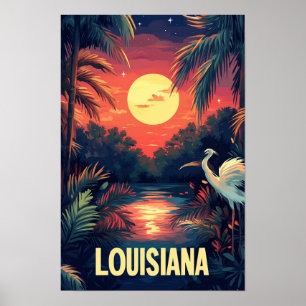 Louisiana USA Kunst Vintage-Illustration Reise Poster