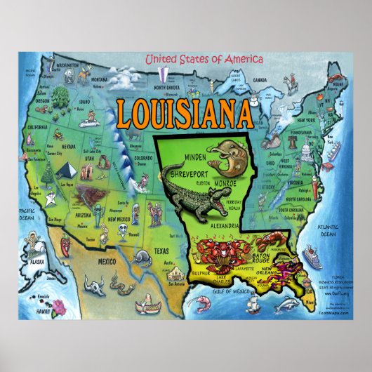 Louisiana USA Map Poster (Vorne)