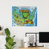 Louisiana USA Map Poster (Heimbüro)