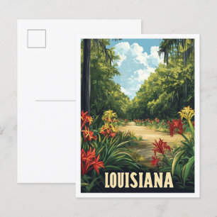 Louisiana USA Vintag Illustration Travel Postkarte