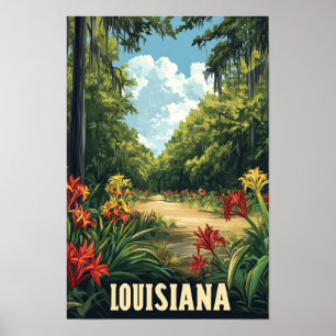 Louisiana USA Vintage-Illustration Reise Poster