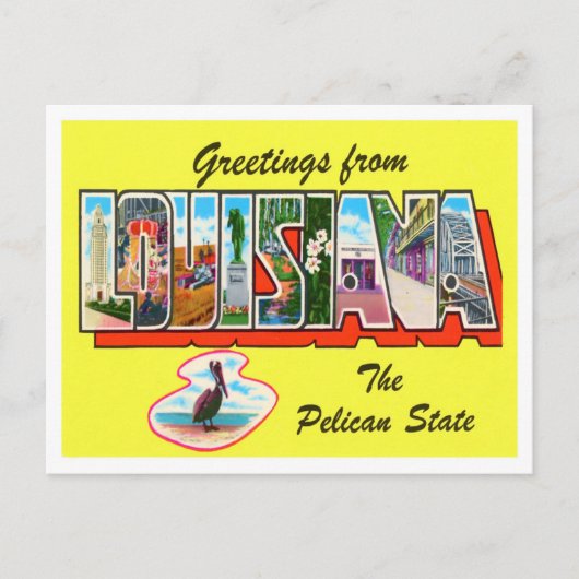 Louisiana Vintag Big Letters Postcard Postkarte (Vorderseite)
