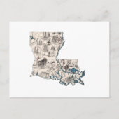 Louisiana Vintage Abbildung Karte Antiker Staat Di (Vorderseite)