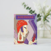 LOUISIANA, Vintager Girl Crawfish Postkarte (Stehend Vorderseite)