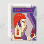 LOUISIANA, Vintager Girl Crawfish Postkarte (Vorne/Hinten)