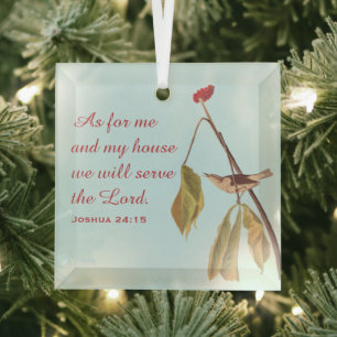 Louisiana Water Thrush and Bible Verse Ornament Aus Glas