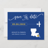 Louisiana Wedding Save the Date Card, Map Magneteinladung (Vorderseite)