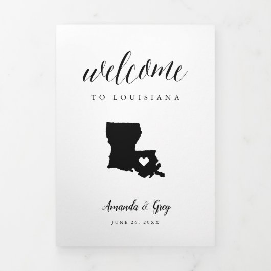 Louisiana Wedding Welcome Letter & Itinerary Dreifach-gefaltete Programmkarte (Cover)