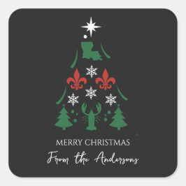 Louisiana Weihnachtsfeiertag Cajun Quadratischer Aufkleber