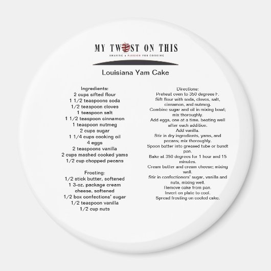 Louisiana Yam Cake Magnet (Vorne)