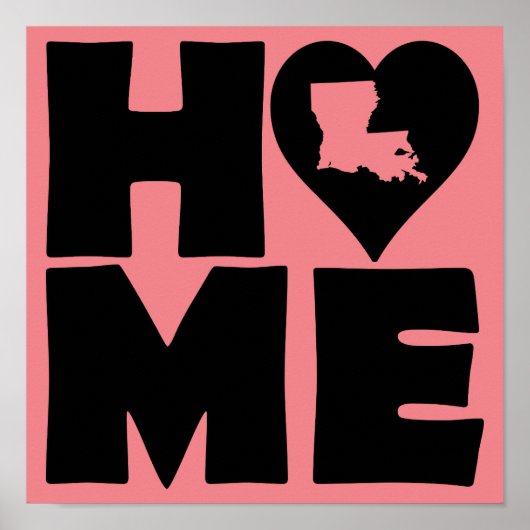 Louisiana Zuhause Heart Staaten Poster Sign (Vorne)