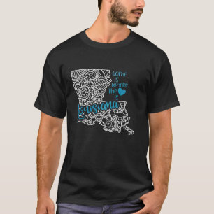 Louisiana Zuhause Staat LA Mandala Karte USA USA U T-Shirt