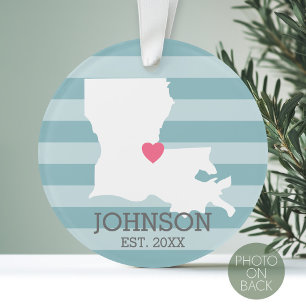 Louisiana Zuhause Staat Map - Custom Wedding City Ornament