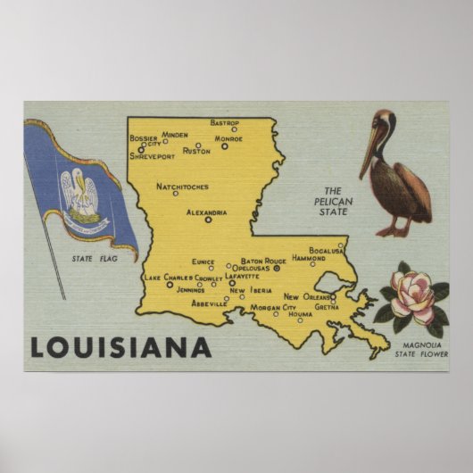 LouisianaDetaillierte Karte von StateLouisiana Poster (Vorne)