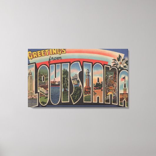 LouisianaGroße BuchstabenszenenLouisiana Leinwanddruck (Vorderseite)