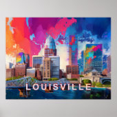 Louisville Abstrakte Skyline Poster (Vorne)